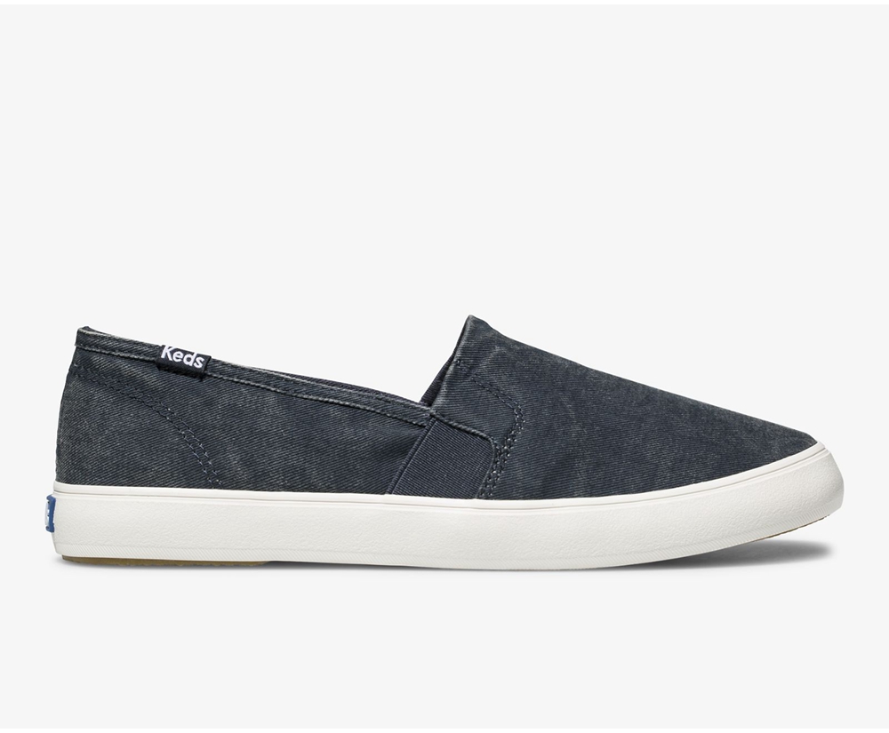 Slip On Γυναικεια - Keds Clipper Washed Solids - Σκουρο Μπλε - OYKAZ1529